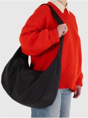 Large Black BAGGU Nylon Crescent Bag